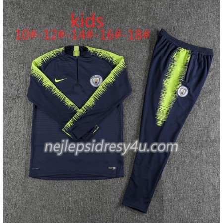 Manchester City Dětské Tréninkový Mikina Soupravy Tmavě Modrá Zelená 2018/19